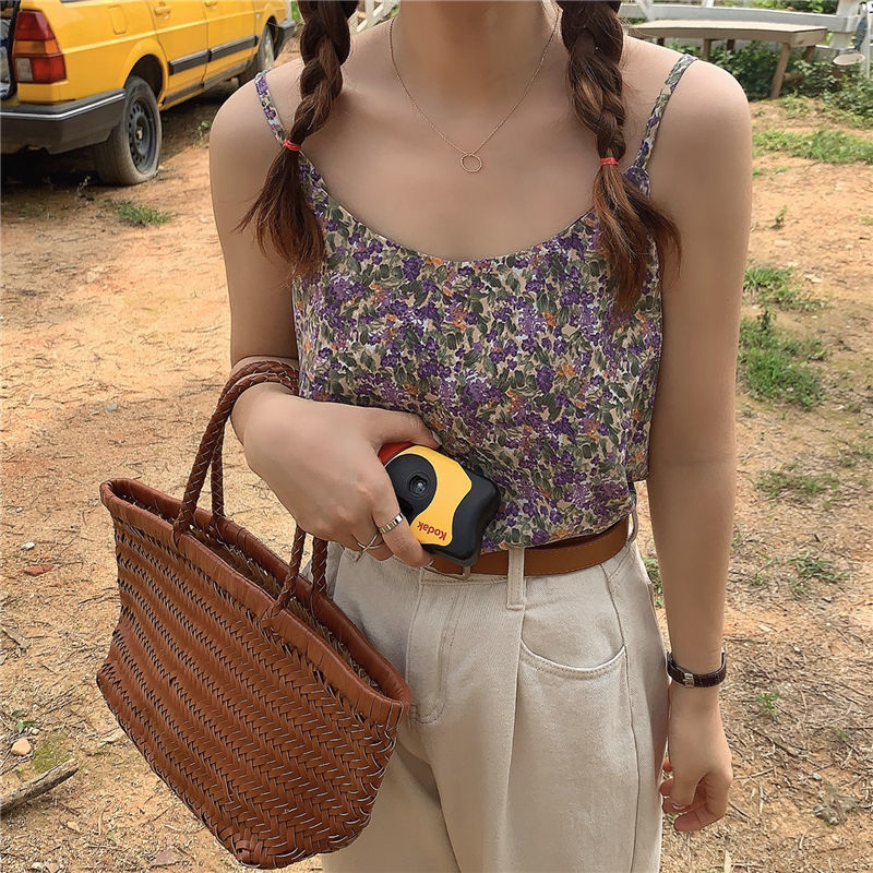 Áo Hai Dây Họa Tiết Hoa Phong Cách Hàn Quốc Quyến Rũ