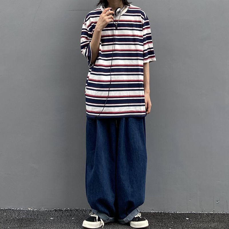 Áo Thun Tay Lỡ Dáng Rộng Kẻ Sọc Ngang Trẻ Trung Hợp Thời Trang 23806a | BigBuy360 - bigbuy360.vn