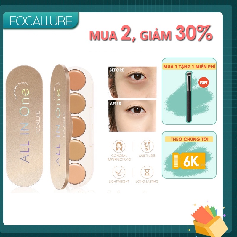 Bảng phấn che khuyết điểm FOCALLURE 5 trong 1 chống nước độ che phủ cao