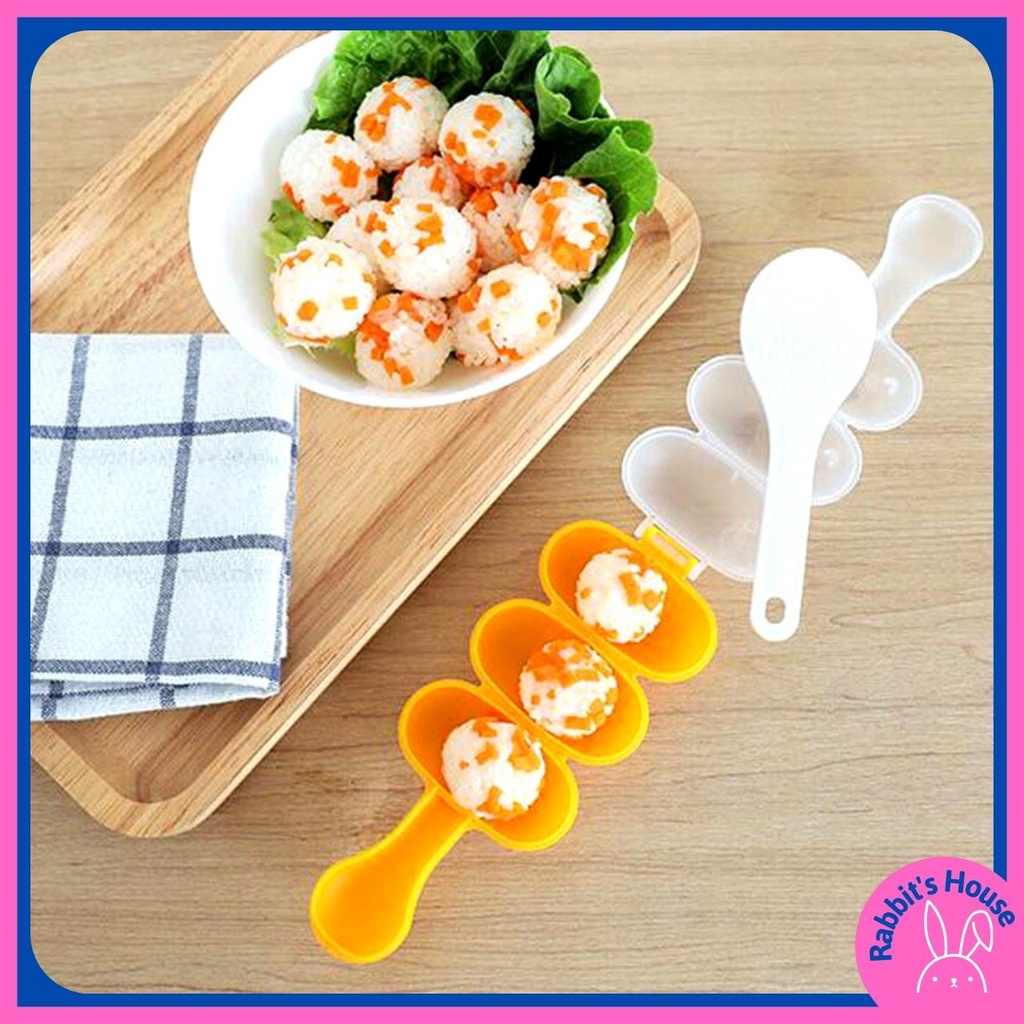 [Tặng kèm thìa ] Khuôn Lắc Cơm Tạo Hình Cơm Nắm Cho Bé Ăn Dặm, Khuôn Làm Cơm Nắm Bento