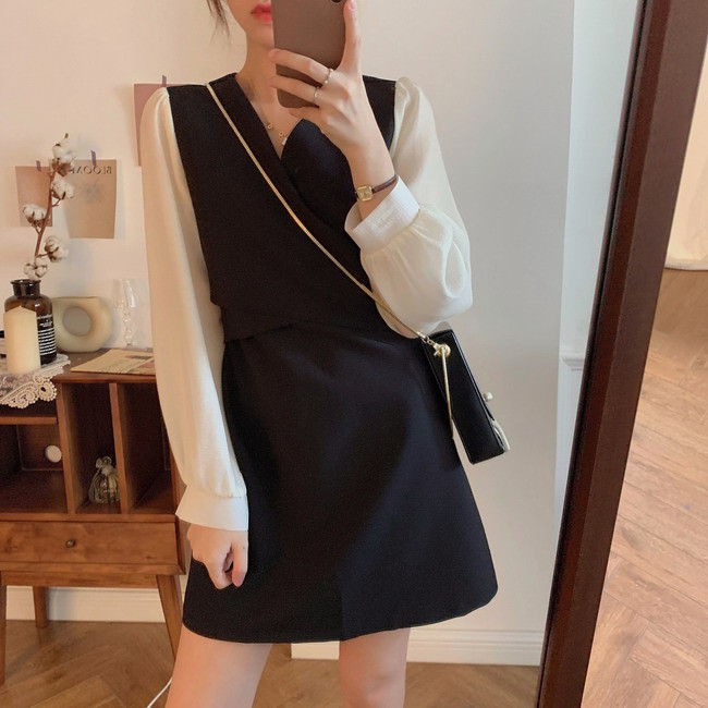 Đầm Tay Dài Cổ Chữ V Thời Trang Mùa Thu Dành Cho Nữ | BigBuy360 - bigbuy360.vn