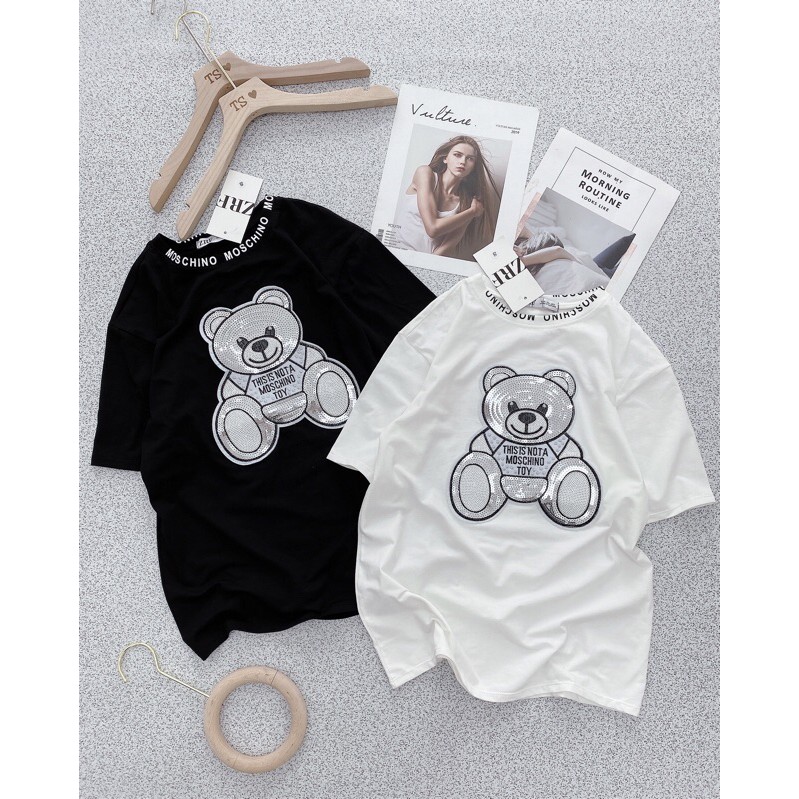 [Mã WASKT410K giảm 10K đơn 50K] ÁO PHÔNG NỮ THÊU GẤU KIM TUYẾN CỰC HOT