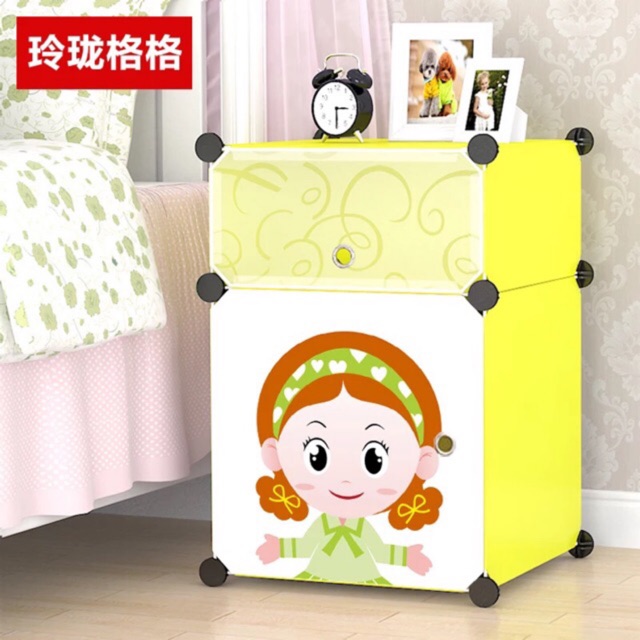 TỦ NHỰA LẮP GHÉP MINI ĐẦU GIƯỜNG CỬA TRẮNG TRONG ĐỂ ĐỒ ĐA NĂNG THÔNG MINH