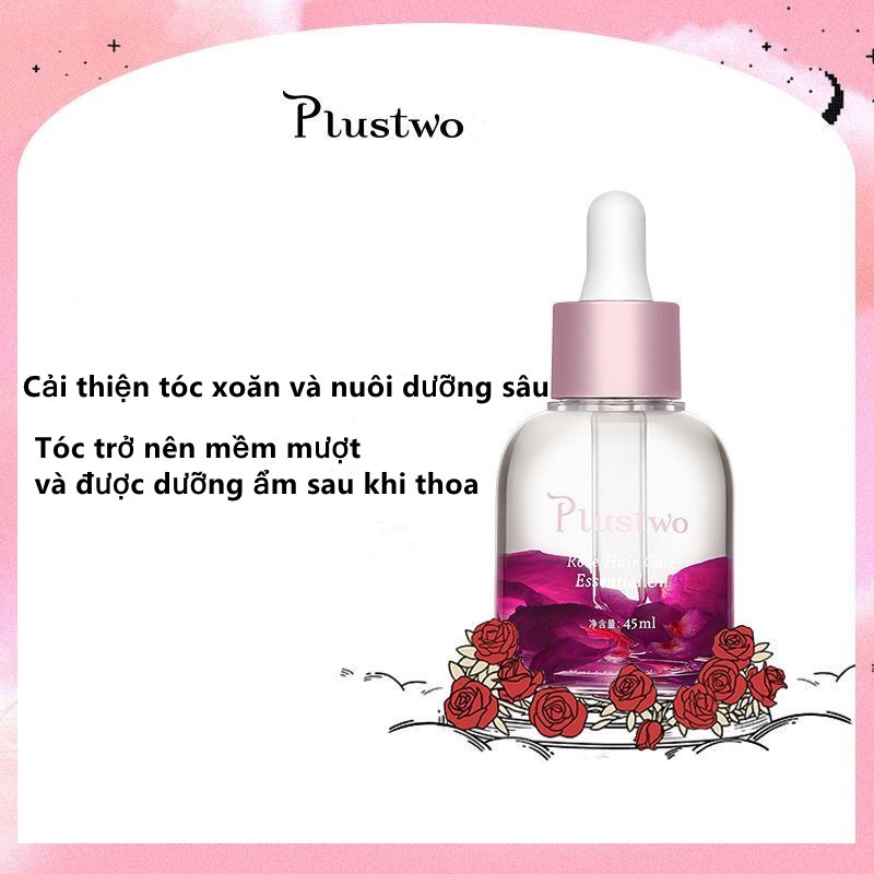 Tinh dầu hoa hồng Plustwo Chăm sóc tóc xoăn và tóc nhuộm Cải thiện độ khô và ngăn ngừa xoăn cứng