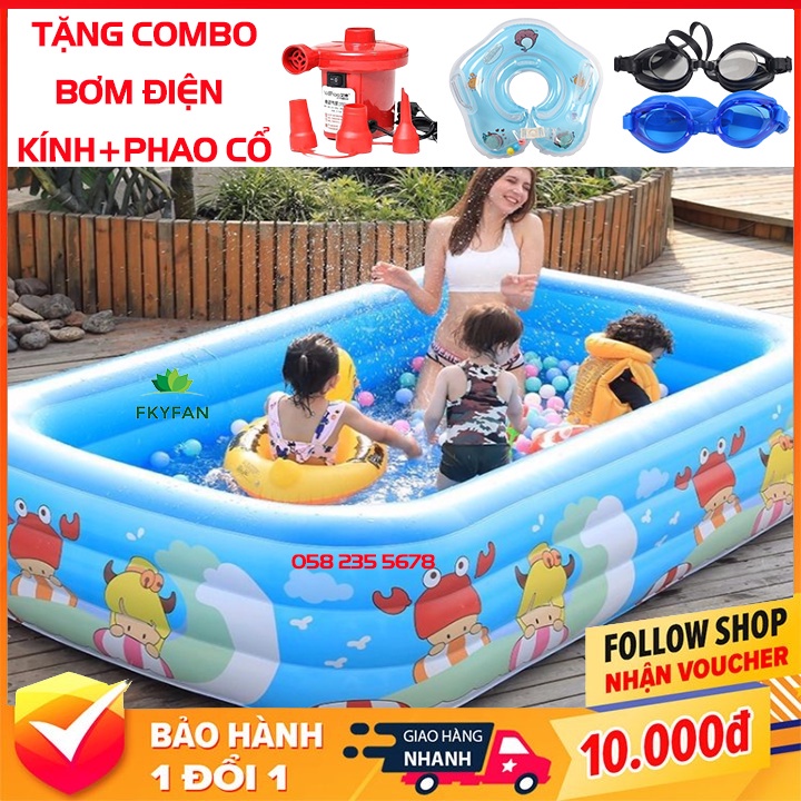 ∋Bể bơi phao cho bé 3 tầng loại 2m1 và 2m6 Hồ người lớn đáy 2 lớp chống trượt an toàn