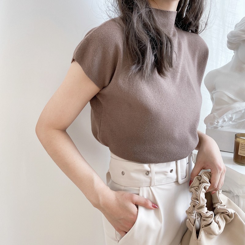 [ORDER] Áo len cổ 2cm tay ngắn cánh dơi phong cách Hàn Quốc