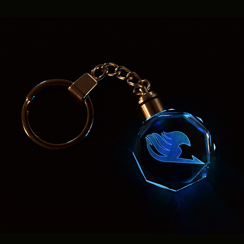 {factoryoutlet} New For Fairy Tail Anime Crystal LED Light Charm Key Chain Key Ring Cosplay 1PC adover