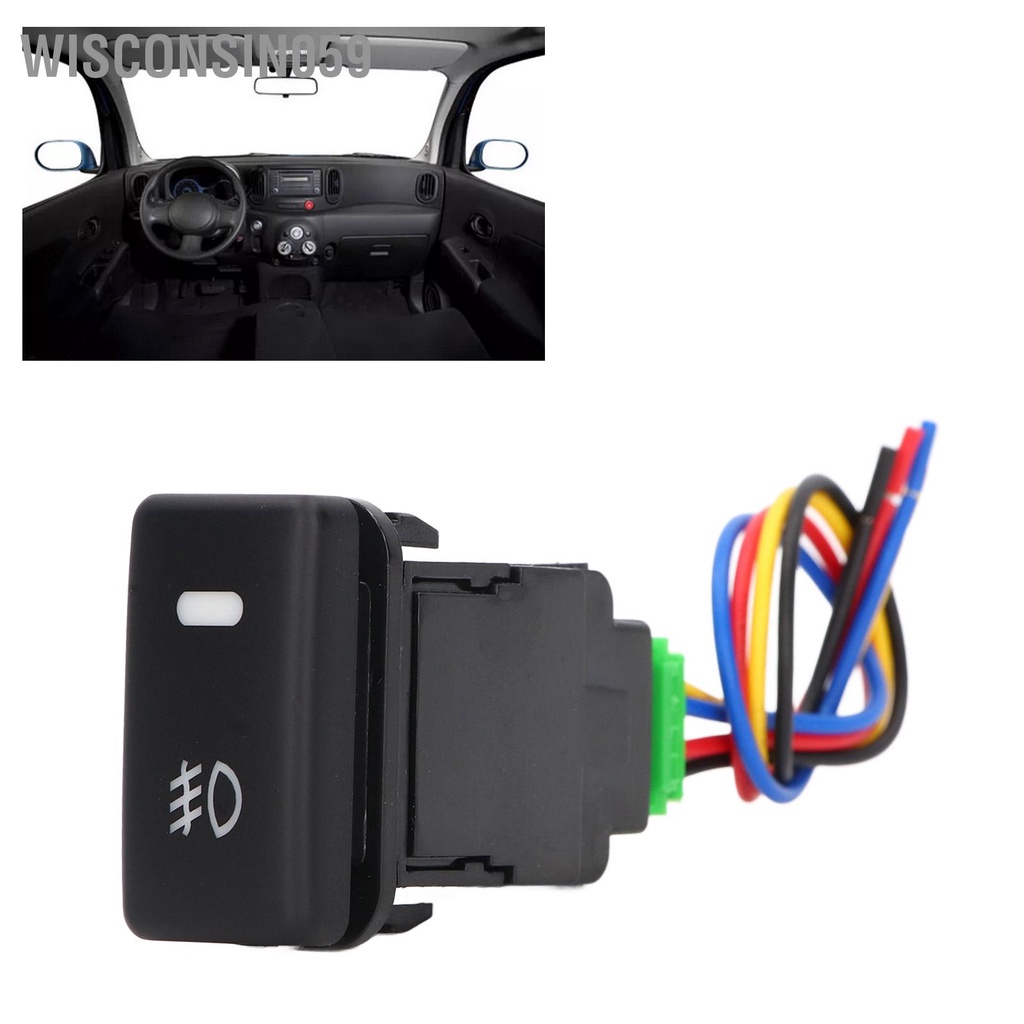 Wisconsin059 Automobile Lamp Switch 3A 12V 20mΩ Ground Resistance 8000 Times Heat ABS Waterproof with Wire