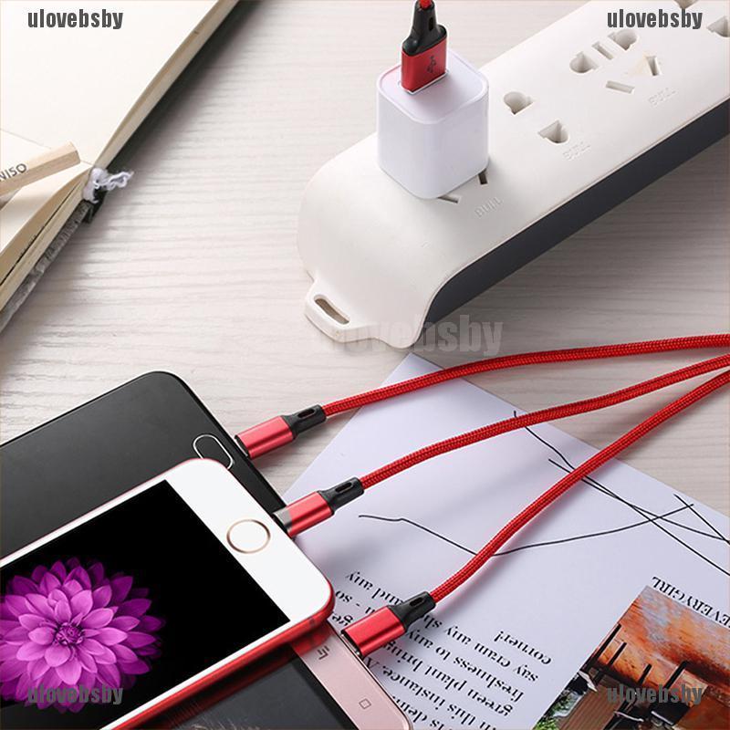 【ulovebsby】3 in 1 Multi Type-C Cable Micro USB Data Sync Fast Charging for iPh