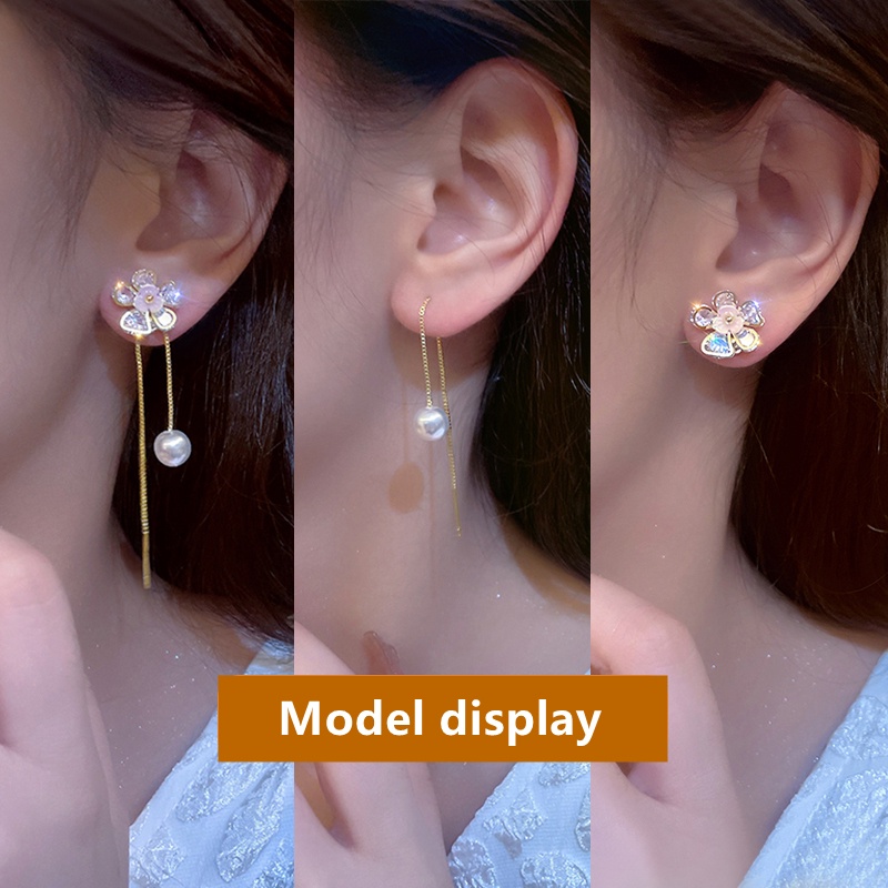 Bông Tai Hình Hoa Đính Ngọc Trai Thời Trang Hàn Quốc Dành Cho Nữ