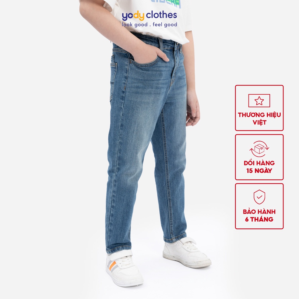 Quần jeans trẻ em YODY thêu chữ Z ở túi sau chất cotton co giãn cực tốt QJK5009