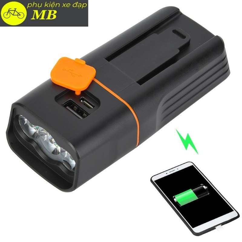 Đèn xe đạp siêu sáng 3 mắt độ sáng 1000lumen cao cấp sạc usb chống nước tích hợp sạc dự phòng