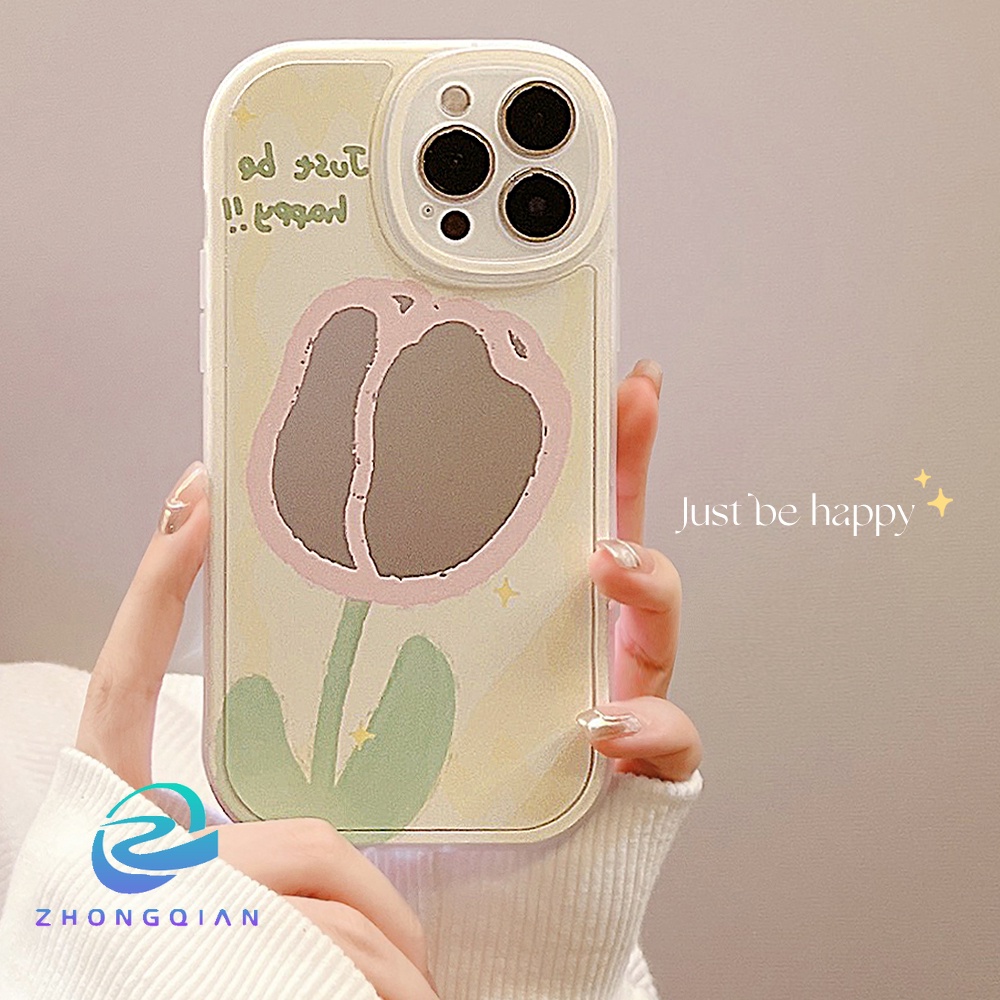 Ốp Điện Thoại Mềm Họa Tiết Hoa tulip Gắn Gương Cho iPhone 11 12 13 Pro max mini XS max xr 7 8 se2020 plus