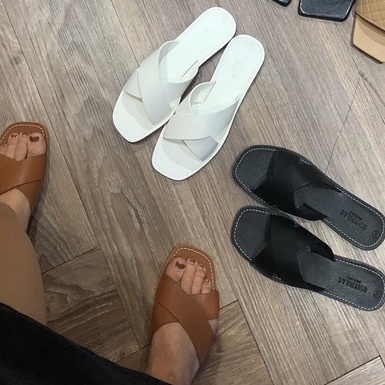 Dép Da Mềm Quai Chéo Thoải Mái Tiện Lợi Tia