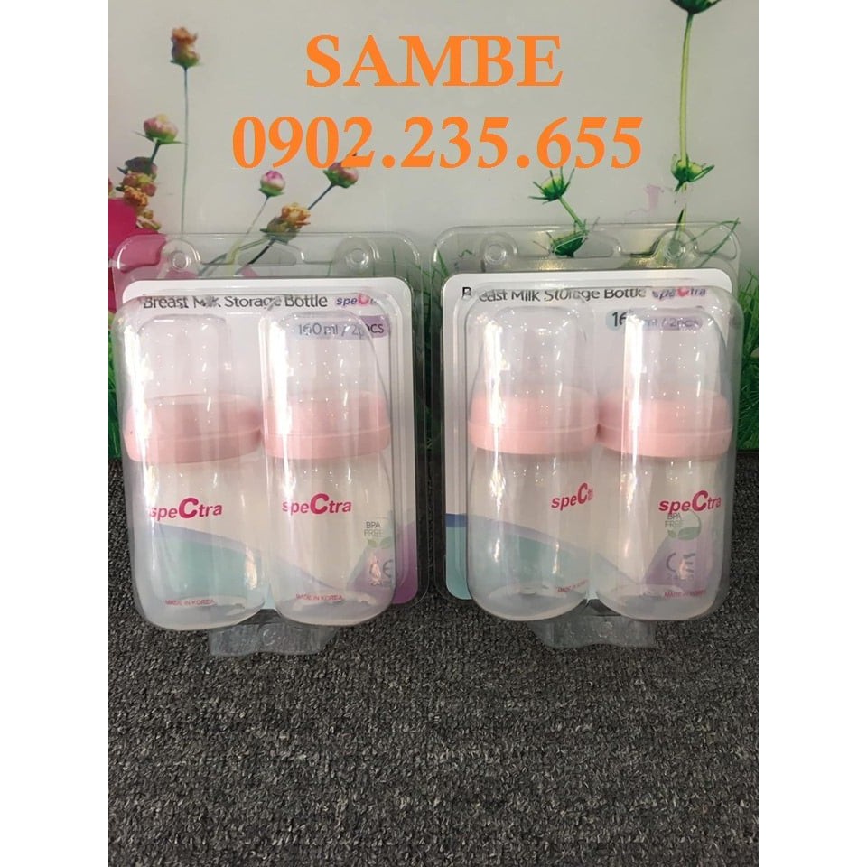 BỘ 2 BÌNH TRỮ SỮA PP CỔ RỘNG SPECTRA 160ML