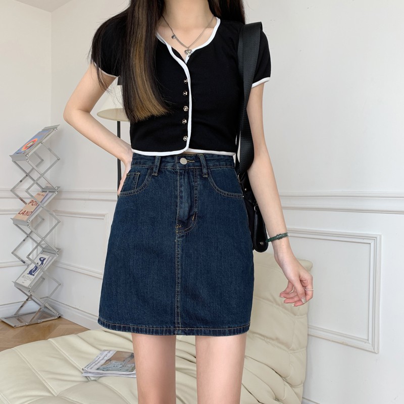 Chân Váy Jeans Chữ A Lưng Cao Thời Trang Cho Nữ | BigBuy360 - bigbuy360.vn