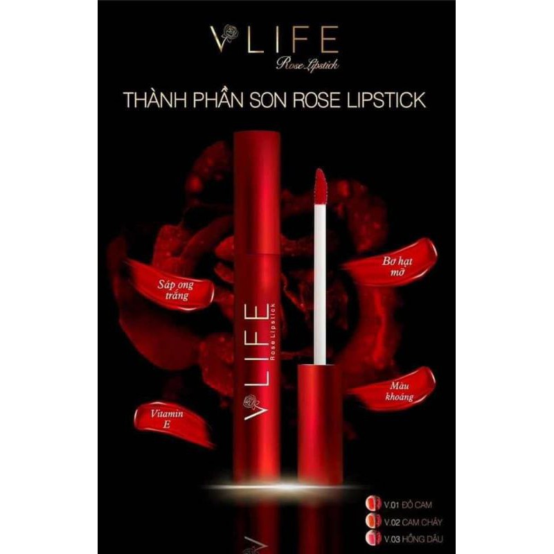 Son Kem Lỳ Vlife Rose Lipstick