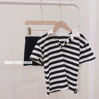Set sọc đen áo polo và quần Q.B Studio