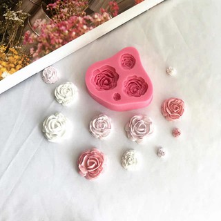Khuôn silicon 3D 4 hoa hồng nhiều loại