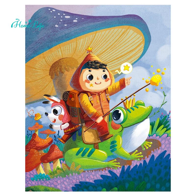 Tranh Đính Đá Kim Cương Toàn Bộ Hình Chú Ếch Con Dễ Thương DIY