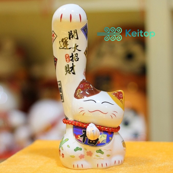 Mèo thần tài Nhật Bản giơ tay lớn Khai Vận Đại Chiêu Tài 16cm KEITOP MANEKI-027