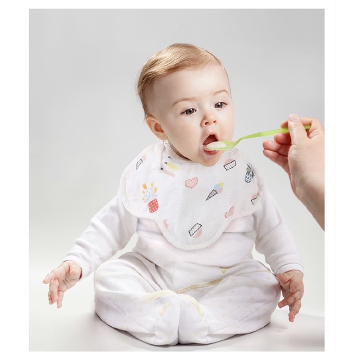 Yếm cotton xô cho bé thoáng khí, yếm chữ U sơ sinh mẫu mới bé đeo không nóng cổ