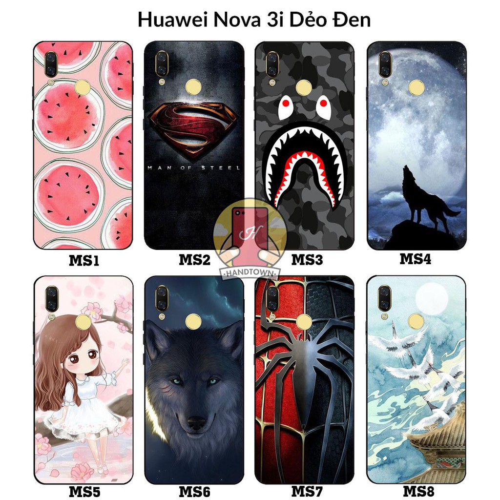 Ốp lưng Huawei Nova 3i dẻo đen in hình Phần B