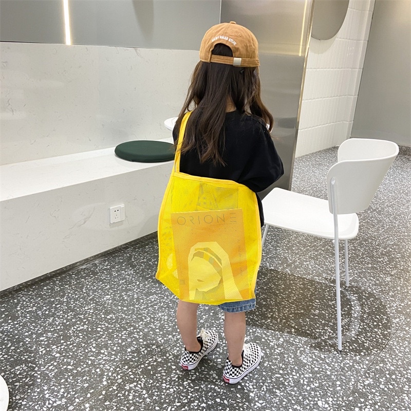 Túi xách lưới xuyên thấu, đeo vai cỡ lớn thời trang đi biển du lịch cho bé Hy.babe Korea T009