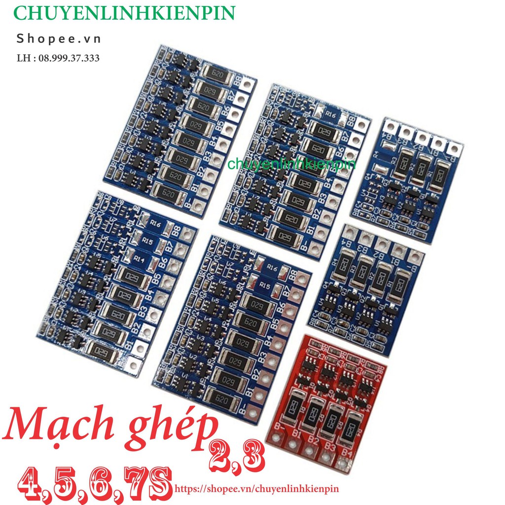 Mạch Ghép cân bằng pin Lion 2S 3S 4S 5S 6S 7S 4.2v 68ma ( BL64_7 )