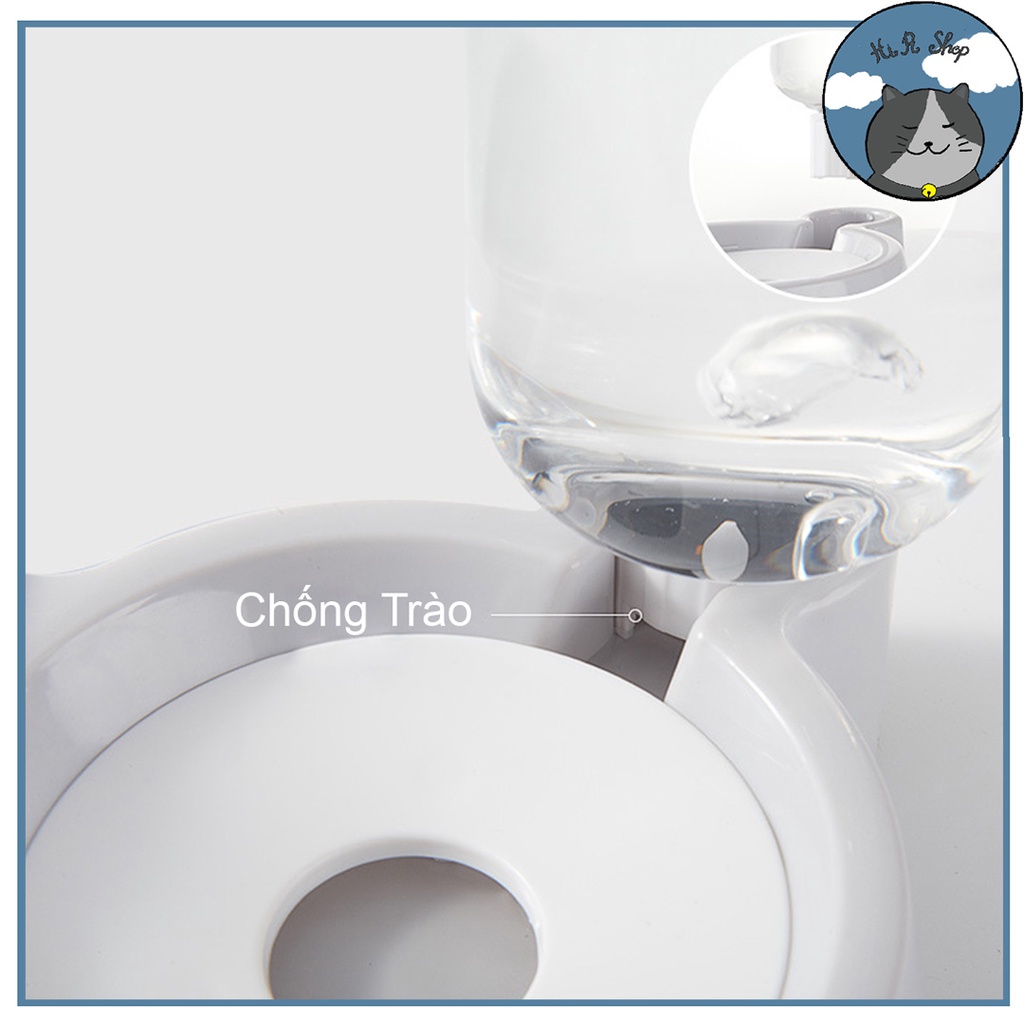 Bát ĂnTai Mèo Cao Cấp Inox Dành Cho Thú Cưng Kèm Bình Cấp Nước Tự Động Dành Cho Chó Mèo
