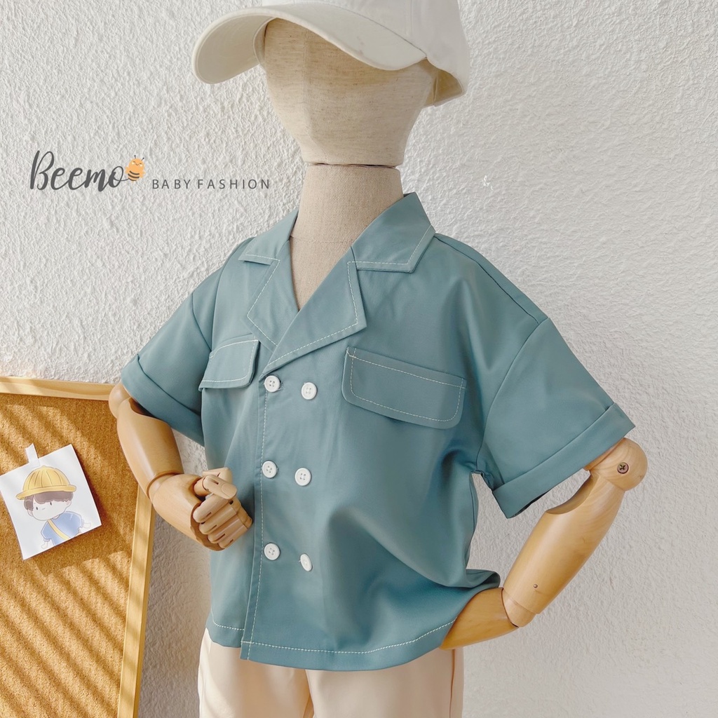 Set Vest Sơ Mi Cổ Ve Công Tử Beemo ÁoThô Hàn Sang Xịn Quần Linen Mềm Mại Shushibaby