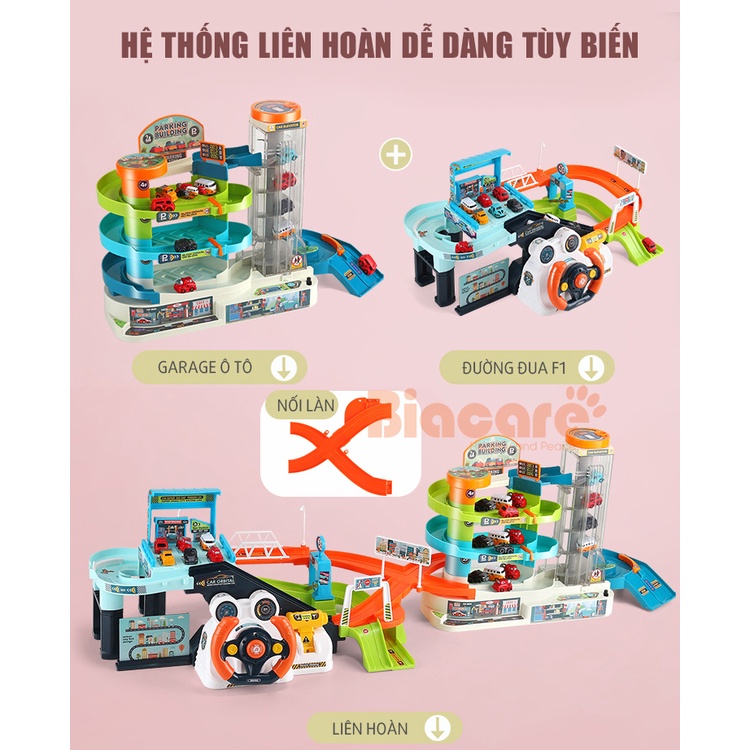 Đồ chơi trẻ em đường đua ô tô cao cấp có vô lăng phát nhạc cỡ lớn kết hợp bãi đỗ xe