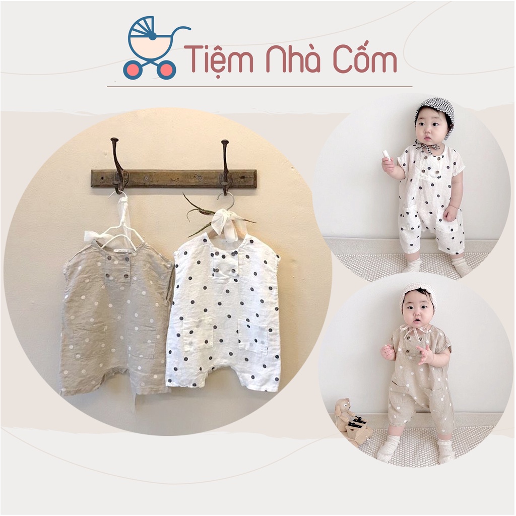 Body chấm bi vintage cho bé trai, bé gái