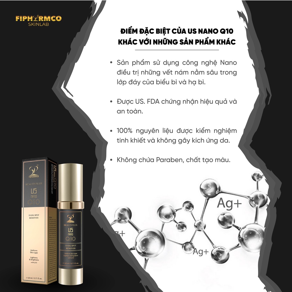 Kem Giảm Nám Trắng Da Chống Lão Hóa Us Nano Q10 Xuất Xứ Mỹ 20ml công thức chuẩn FDA
