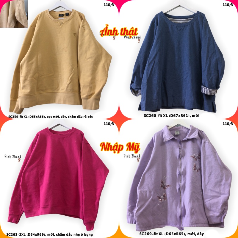Áo Sweater nữ, nam 2hand, chất dày, size XL/XXL - 1412-6