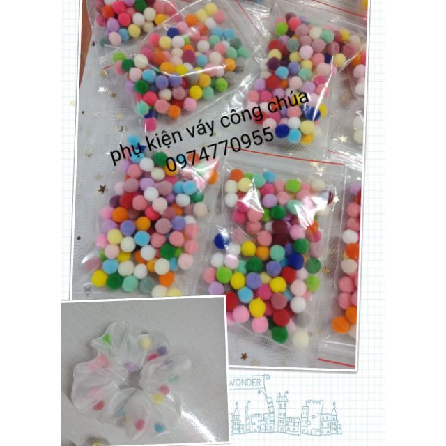 Hạt pom pom sắc màu gói 100 hạt