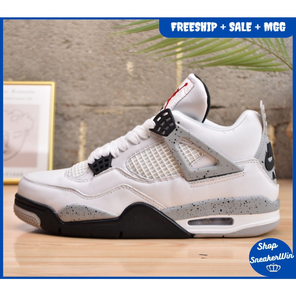 (GIẢM MẠNH) Giày thể thao Air Jordan 4 Retro OG cement siêu đẹp, sang chảnh dành cho nam và nữ ,dây giày đỏ JD4