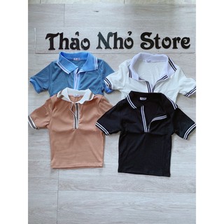 áo thun croptop có cổ (hình chụp thật)