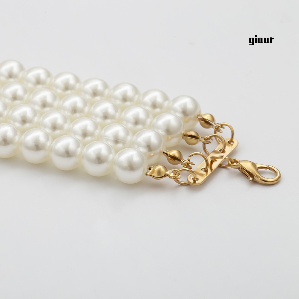Vòng cổ choker nhiều lớp đính ngọc trai nhân tạo thời trang thanh lịch cho nữ