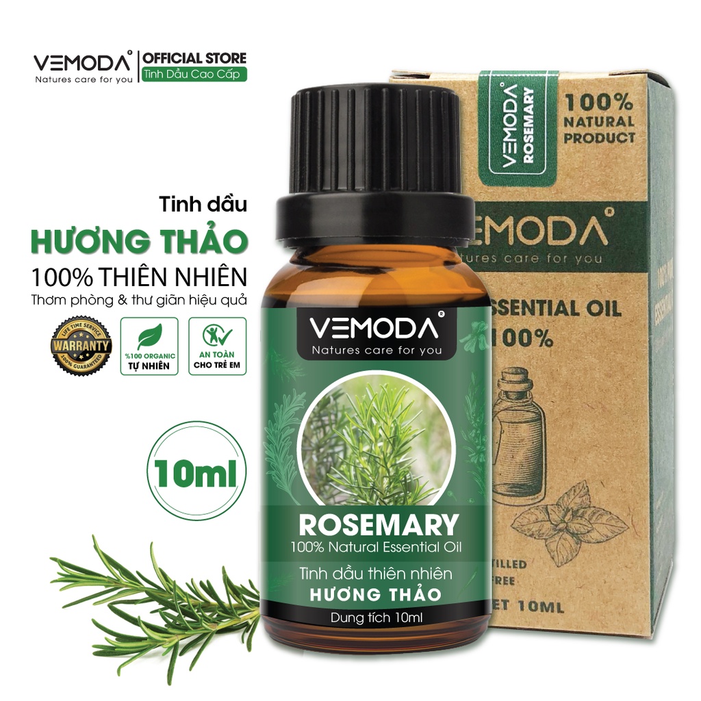 Tinh dầu Hương thảo cao cấp VEMODA giúp thư giãn, khử mùi, xua đuổi muỗi và côn trùng hiệu quả