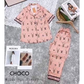 Bộ ngủ ngủ tay cộc quần dài hình thỏ