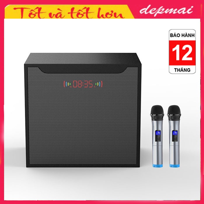 Bộ loa hát karaoke gồm 2 micro UHF dùng cho tivi smart và điện thoại Amoi L6P Hàng nhập khẩu