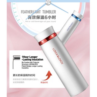Bình giữ nhiệt Lock&Lock Feather Light 450ml- Màu Trắng / Đỏ