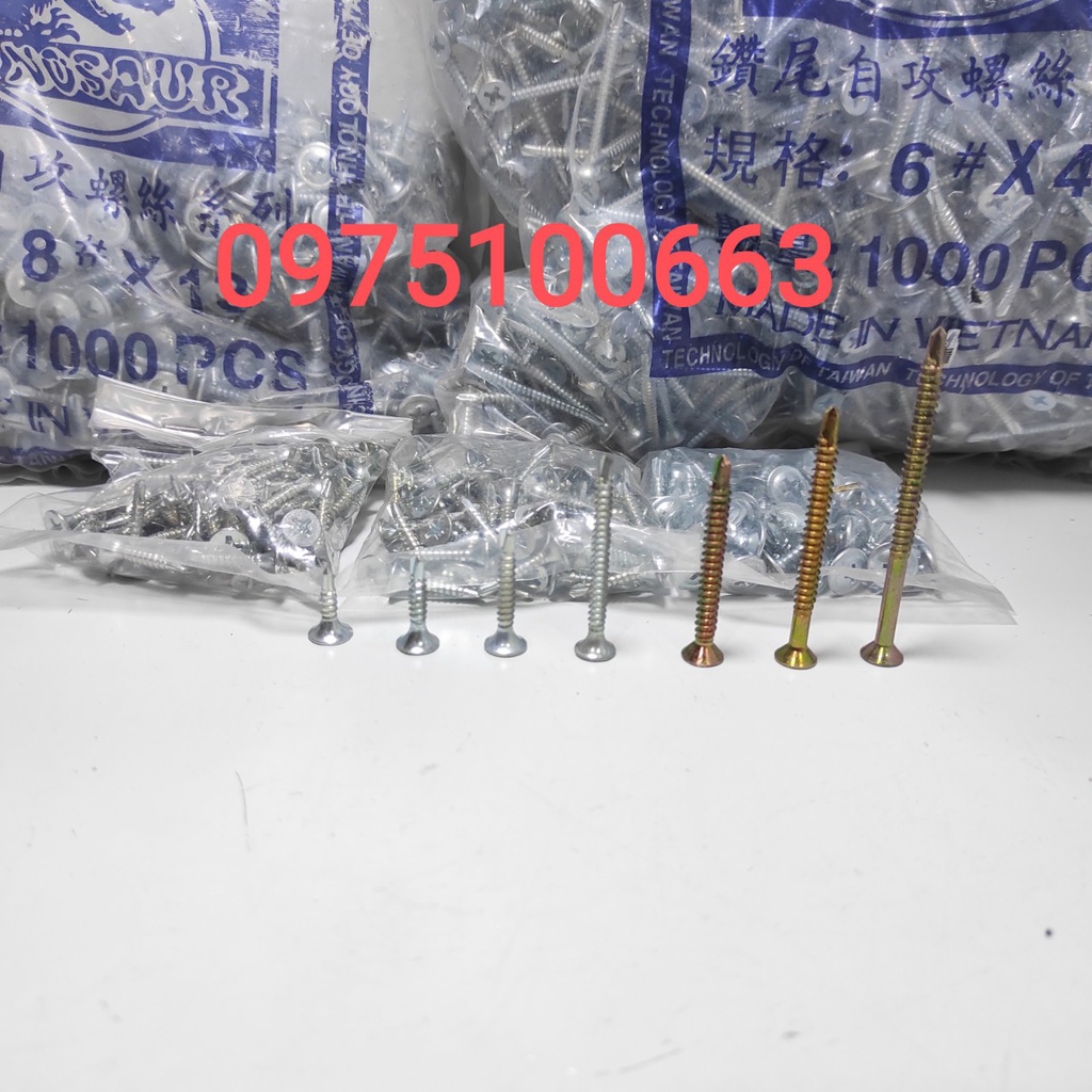 Vít bắn sắt đầu bằng/ đầu dù đuôi cá chữ D – vít sắt tự khoan đầu bằng 1P3, 1P6, 2P, 2P5, 3P, 4P, 5P, 6P,7p