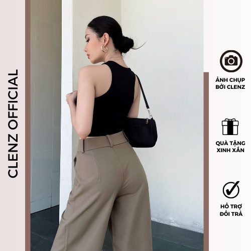 Áo tank top ba lỗ nữ + quần ống suông, dự tiệc dạo phố thanh lịch.
