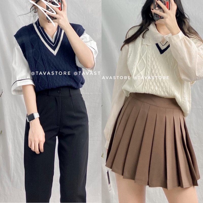 Áo gile len trám nổi