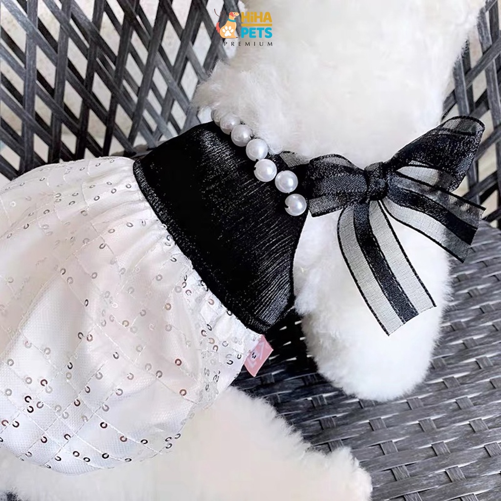 Váy Cho Cún Mèo Dễ Thương Mát Mẻ Mùa Hè Mùa Xuân Quần Áo Thú Cưng Cao Cấp Hàn Quốc Hiha Pets Tông Trắng.