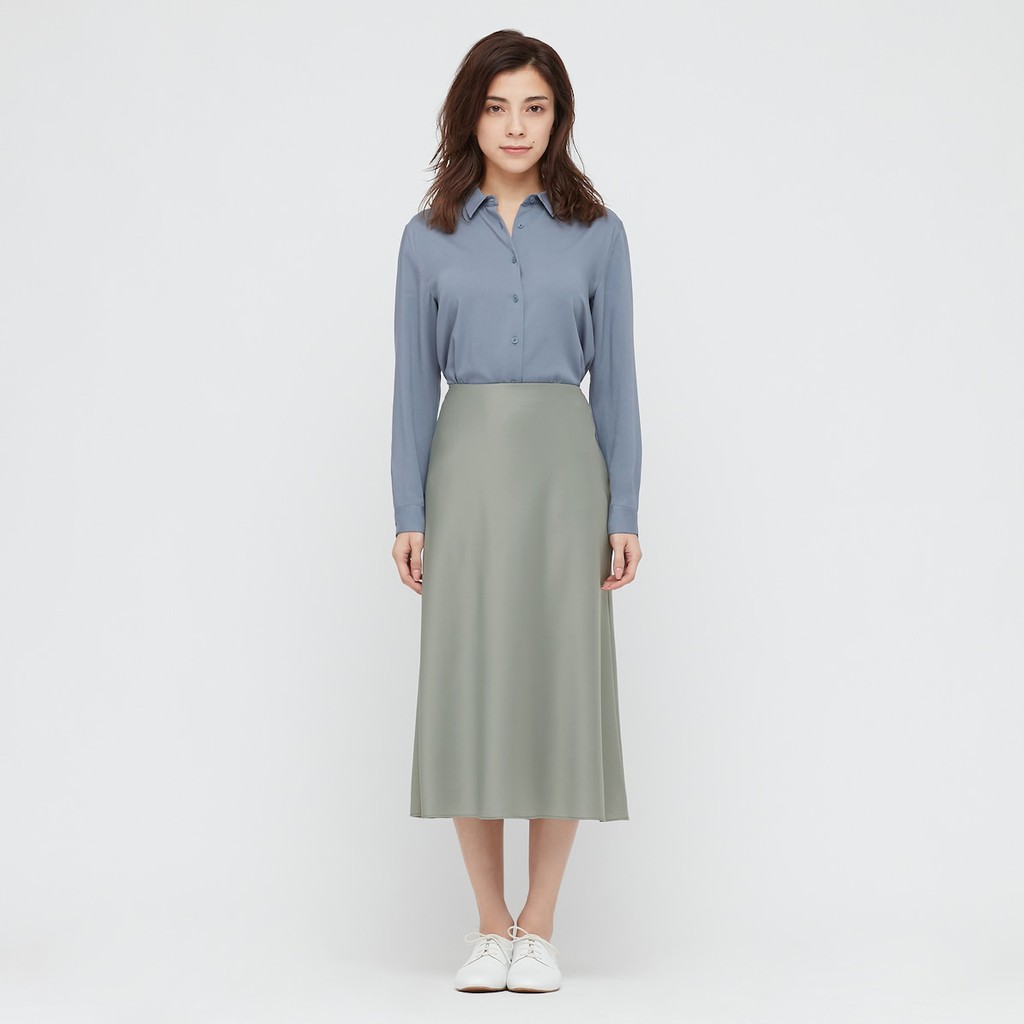 Chân váy dài chất vải lụa satin cao cấp Uniqlo 2 lớp cạp cao (cam kết hàng chuẩn auth) | BigBuy360 - bigbuy360.vn