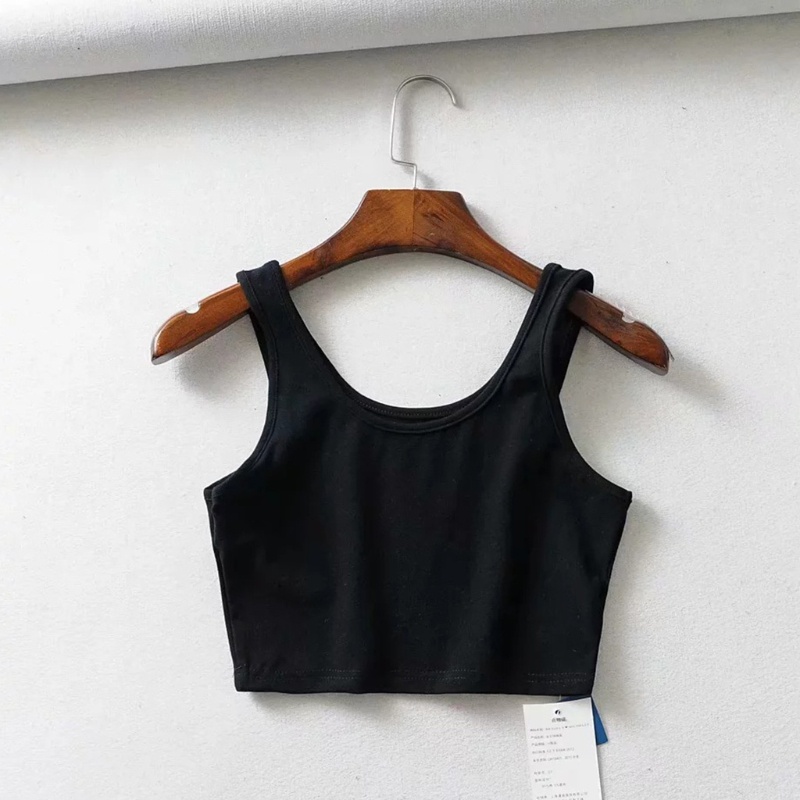 Xiangbao Áo Crop Top Không Tay Màu Trơn Ôm Dáng Thời Trang Mùa Hè Cho Nữ