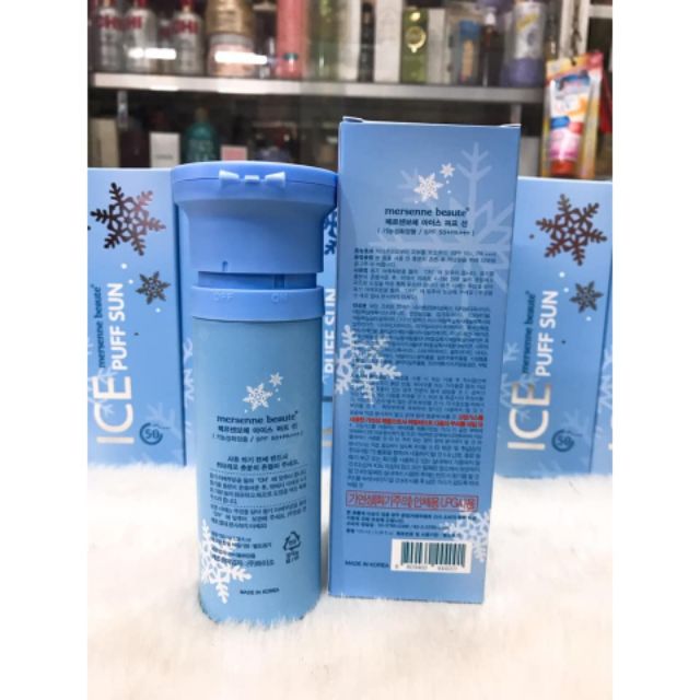 kem chống nắng ice sun xanh - Kem chống nắng Ice Puff Sun Mersenne Beaute pha lê tuyết Hàn Quốc | BigBuy360 - bigbuy360.vn